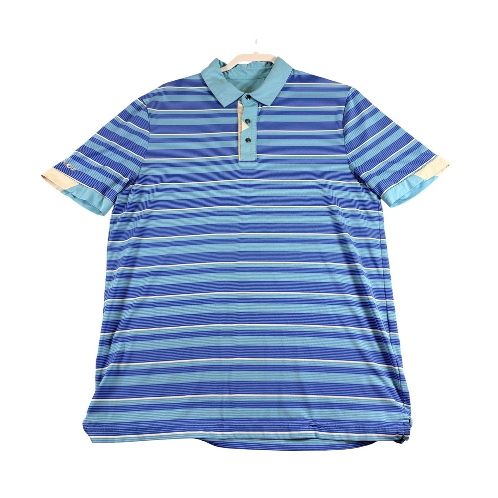 Sunice Mens Blue Striped Short Sleeve Golf Polo Shirt Size XL 841012